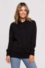 Strickpullover mit Kapuze in Schwarz – Bild 2