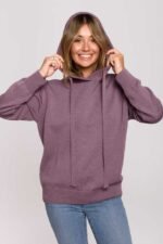 Strickpullover mit Kapuze in Heide