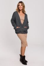 Kurze Strickjacke mit Knöpfen Anthrazit – Bild 3