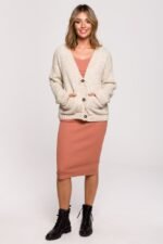 Kurze Strickjacke mit Knöpfen Beige – Bild 3