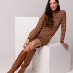 Langer Rollkragenpullover - Mini Pulloverkleid - Ingwer