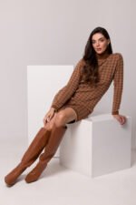 Langer Rollkragenpullover - Mini Pulloverkleid - Ingwer