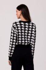 Kurze Schwarz-Weiss Strickjacke mit Knöpfen – Bild 2