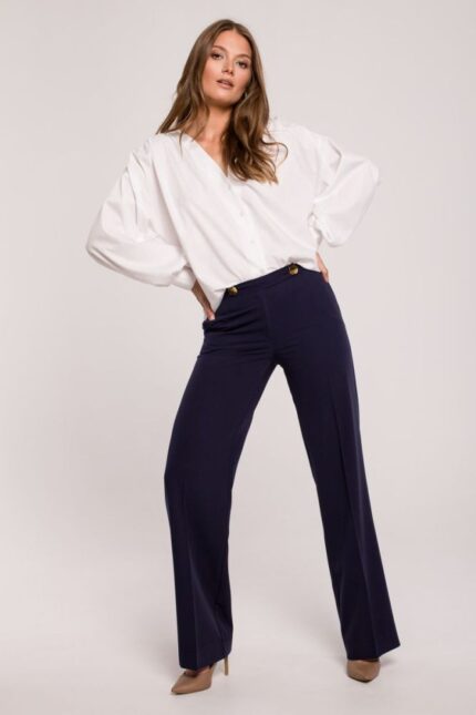 Klassische Damen Stoffhose Marine