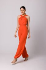 Figurbetonender Overall mit Knotendetail in Koralle