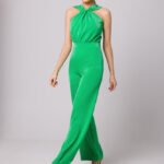 Grüner Figurbetonender Overall mit Knotendetail