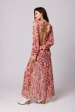 Langes Chiffonkleid mit offenem Rücken – Bild 3