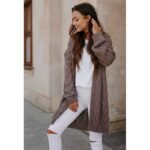 Chic gemusterte Grobstrickjacke Cappuccino