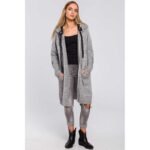 Langer verschlussloser Cardigan mit Kapuze