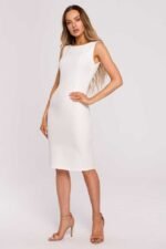 Etuikleid mit dekorativer Rückenkette Ecru – Bild 2