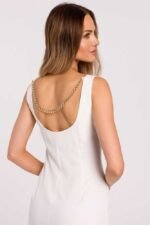 Etuikleid mit dekorativer Rückenkette Ecru – Bild 5