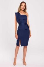 One-Shoulder Etuikleid in Blau