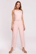 Pinker ärmelloser Overall mit Gürtel