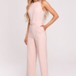 Pinker ärmelloser Overall mit Gürtel