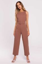 Brauner ärmelloser Overall mit Gürtel