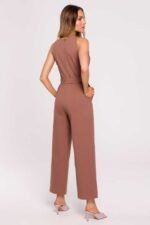 Brauner ärmelloser Overall mit Gürtel – Bild 3