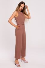 Brauner ärmelloser Overall mit Gürtel – Bild 2