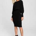 Schwarzes Kleid mit Bleistiftrock