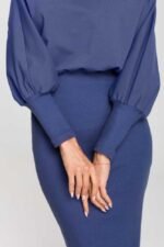 Blaues Kleid mit Bleistiftrock – Bild 3