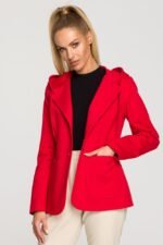 Rote Blazerjacke mit Kapuze