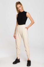 Jogger Hose mit schlankem Bein Beige – Bild 2