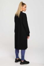 Schwarze Longline Sweatjacke mit Gehschlitz – Bild 2