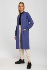 Blaue Longline Sweatjacke mit Gehschlitz – Bild 2