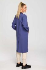 Blaue Longline Sweatjacke mit Gehschlitz – Bild 4