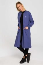 Blaue Longline Sweatjacke mit Gehschlitz – Bild 3