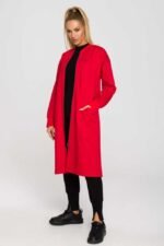 Rote Longline Sweatjacke mit Gehschlitz – Bild 2