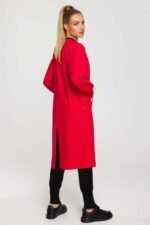 Rote Longline Sweatjacke mit Gehschlitz – Bild 3