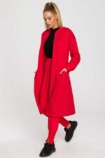 Rote Longline Sweatjacke mit Gehschlitz