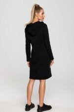 Schwarzes Sweatshirtkleid mit asymmetrischer Tasche – Bild 2