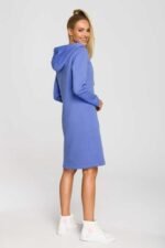 Blaues Sweatshirtkleid mit asymmetrischer Tasche – Bild 3