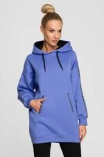 Blaues Kapuzen Sweatshirt mit Logostreifen