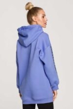 Blaues Kapuzen Sweatshirt mit Logostreifen – Bild 2