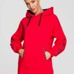 Rotes Kapuzen Sweatshirt mit Logostreifen