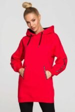 Rotes Kapuzen Sweatshirt mit Logostreifen