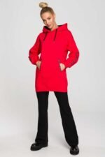 Rotes Kapuzen Sweatshirt mit Logostreifen – Bild 3