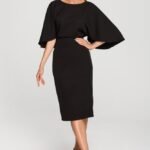 Etuikleid mit Kimonoärmel Schwarz und Puder Gr. 2XL