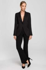 Schwarzer eleganter Ein Knopf Blazer – Bild 3