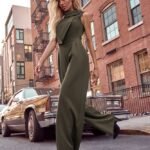 Ärmelloser Overall mit doppeltem Oberteil Khaki