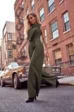 Ärmelloser Overall mit doppeltem Oberteil Khaki