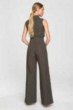 Ärmelloser Overall mit doppeltem Oberteil Khaki – Bild 3