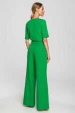 Grüner Overall mit dekorativem V-Ausschnitt – Bild 2