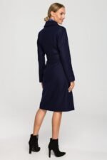 Blauer Fleecemantel mit Gürtel im Trench Style – Bild 4