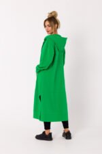 Grüne lange Sweatjacke mit Reissverschluss und Kapuze – Bild 3