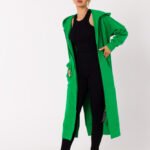Grüne lange Sweatjacke mit Reissverschluss und Kapuze