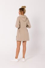 Tailliertes Sweatshirt Tunikakleid Beige – Bild 3