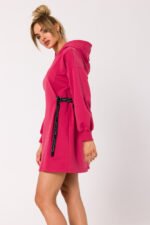 Rotes tailliertes Sweatshirt Tunikakleid – Bild 2